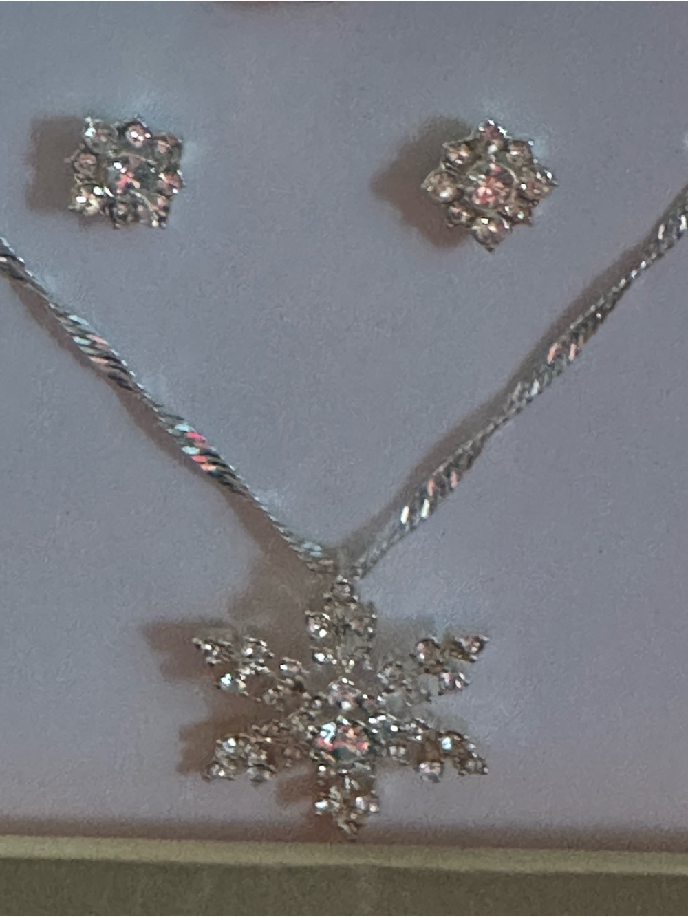 Charter Club Silver-Tone Snowflake Crystal Necklace and Studs